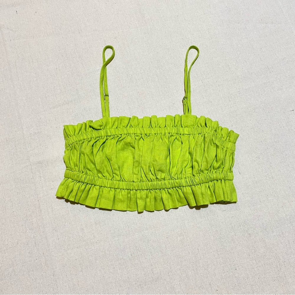 Urban Renewal Linen Smocked Ruffle Top